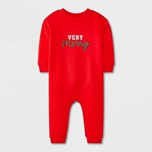 Cat & Jack Baby Very Merry Sweatshirt Romper/Bodysuit